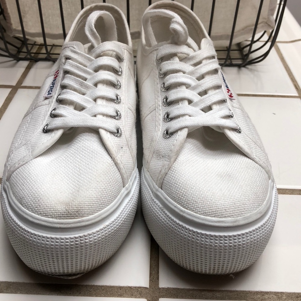 Superga White Platforms
